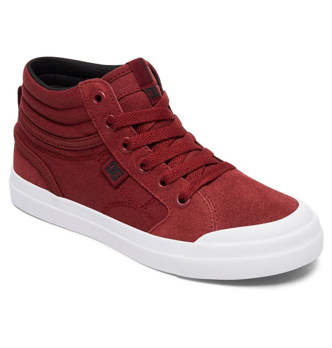 DC SHOES EVAN HI DEEP RED KIDS SKATE TRAINERS