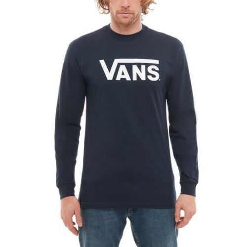 Vans Classic Logo Long Sleeve Navy & White T Shirt (S)