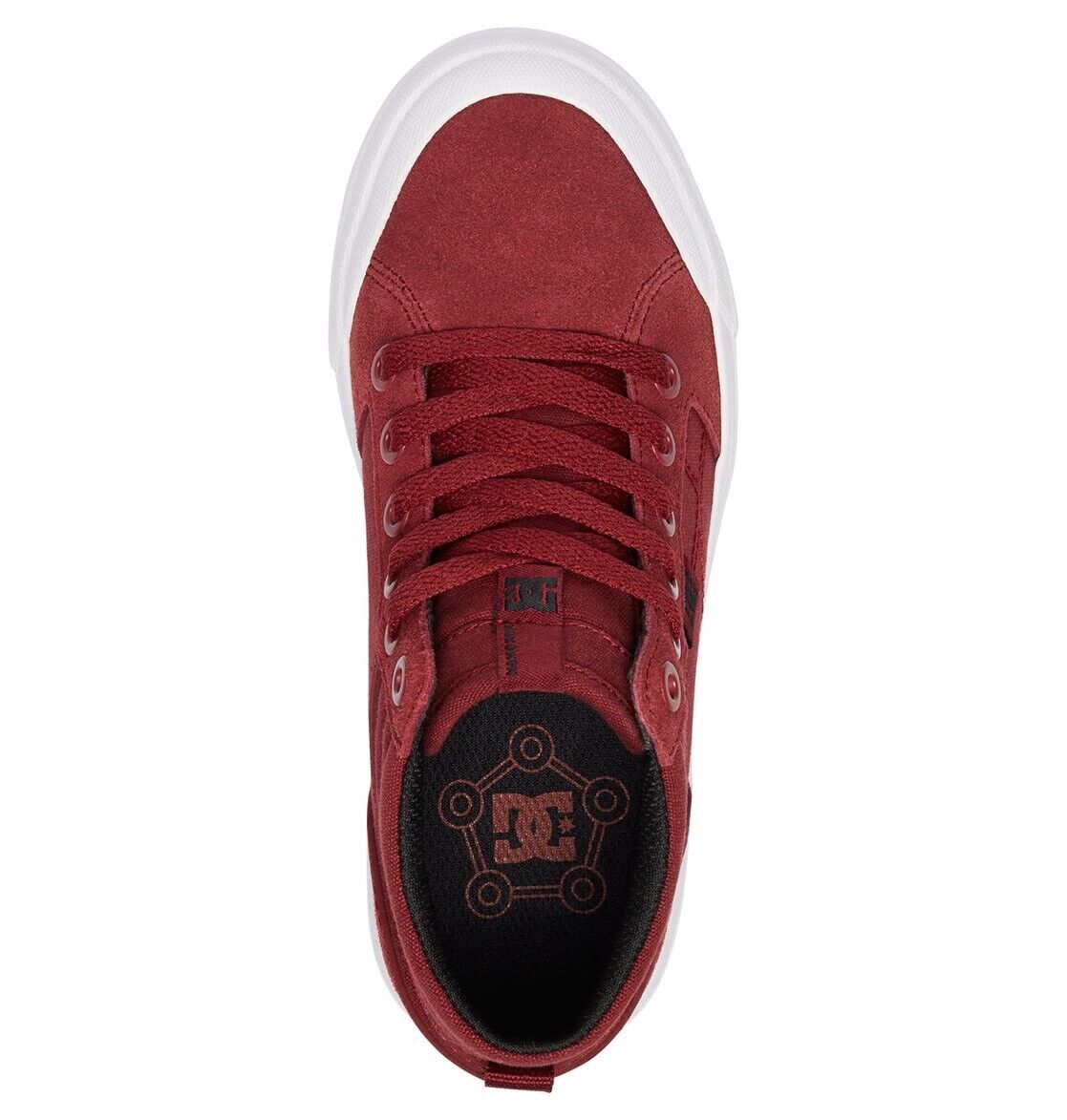 DC SHOES EVAN HI DEEP RED KIDS SKATE TRAINERS