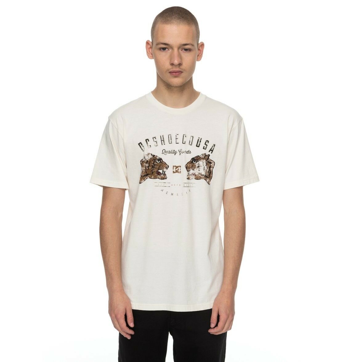 DC SHOES SURRENDER NEVER ANTIQUE WHITE T-SHIRT (S)