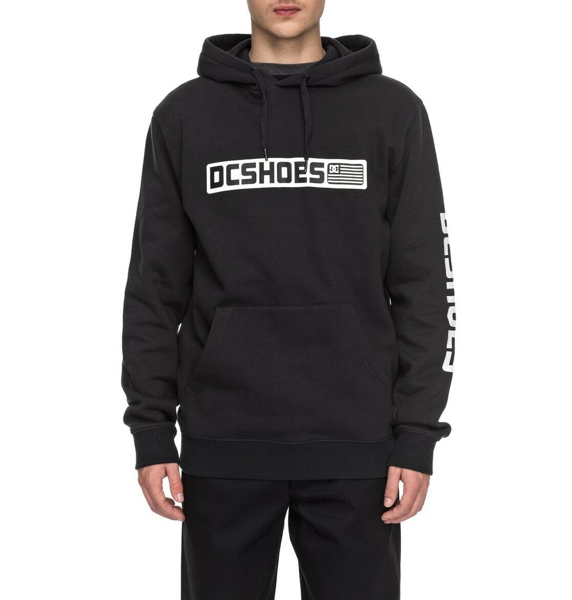 DC SHOES REPLICA BLACK PULLOVER HOODIE (M)