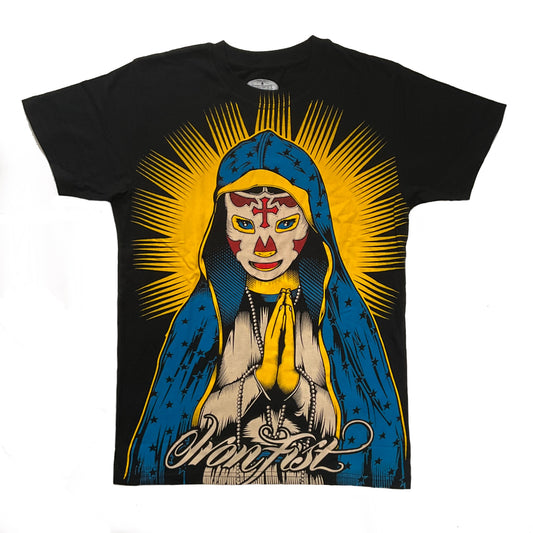 iron fist lucha libre mary black mens t-shirt