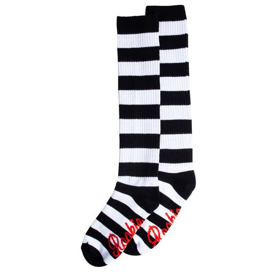 Rookie Roller Socks - Black/White  stripes   20''