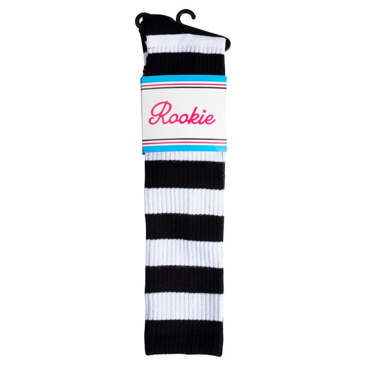 Rookie Roller Socks - Black/White  stripes   20''
