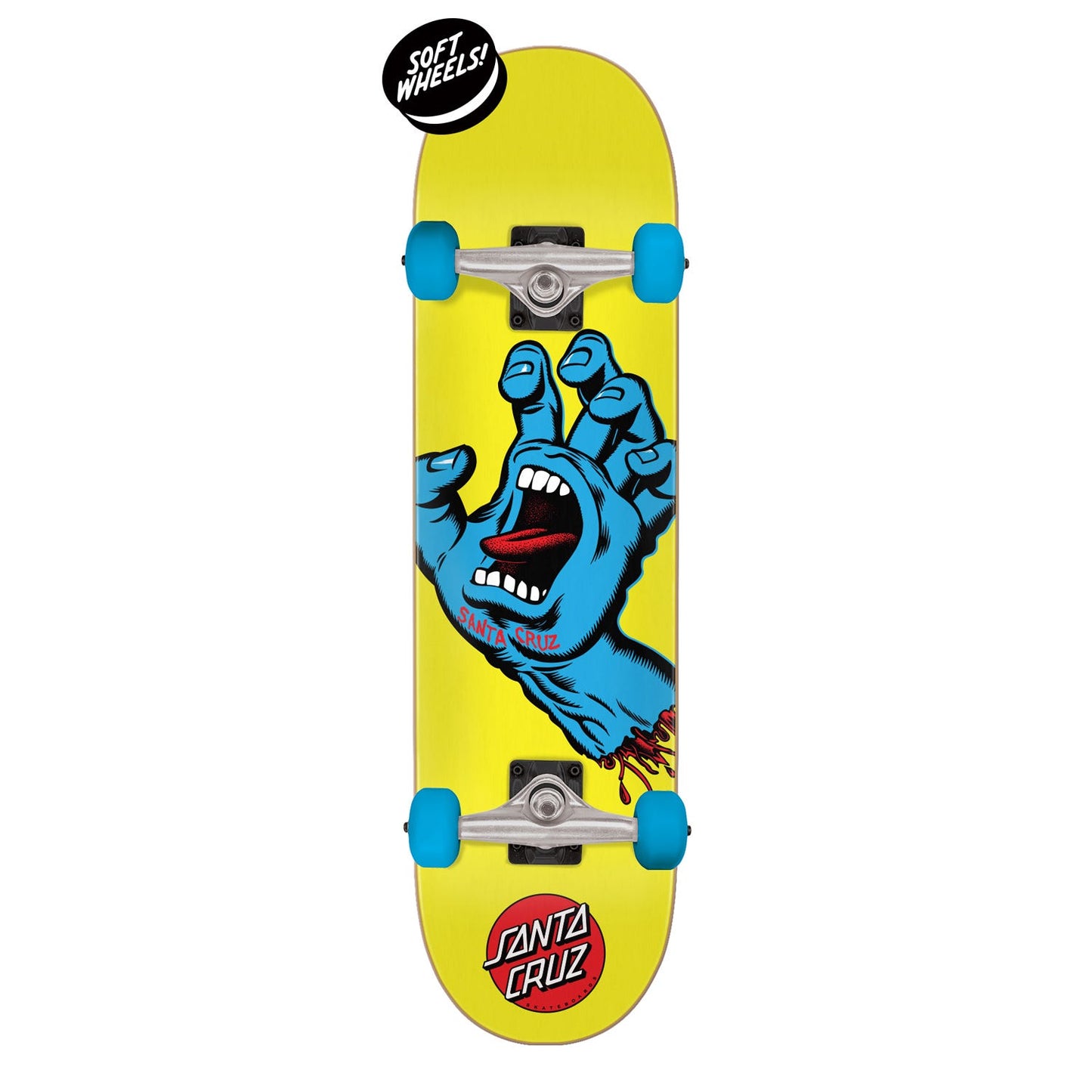 Santa Cruz Screaming Hand Yellow Skateboard Complete  7.75"